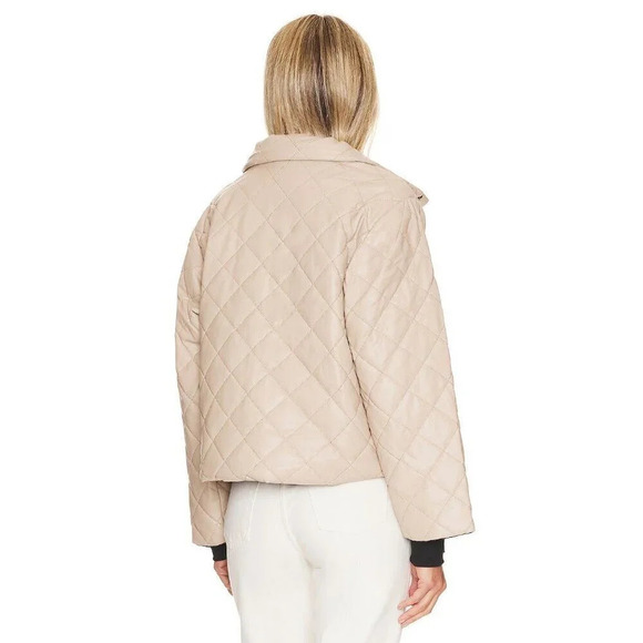 STEVE MADDEN Hayle Jacket in Beige Small Womens Vegan Coat Faux Leather - Picture 3 of 16